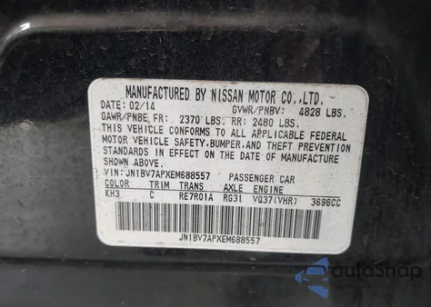 2014 Infiniti Q50 Premium z USA, uszkodzony, nr VIN JN1BV7APXEM688557